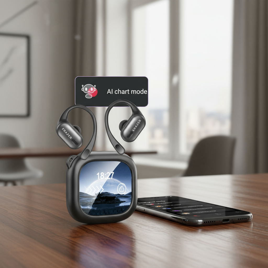 หูฟังเอียร์บัด ERAZER XF38 AI Translator หน้าจอสัมผัส หูฟังแบบเปิดหู กันน้ํา บลูทูธ พร้อมไมโครโฟน รอ