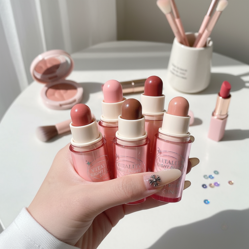 SHAQINUO บลัชออนสติ๊กเนื้อโกลว์ สีธรรมชาติ ติดทนนาน สไตล์เกาหลี