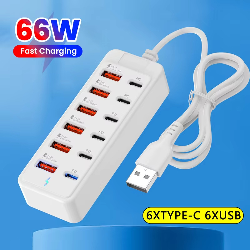 Power 12 In 1 Strip Desktop สถานีชาร์จ 1M สาย USB HUB อะแดปเตอร์ซ็อกเก็ตสําหรับ Home Office otg ประเภท c connector