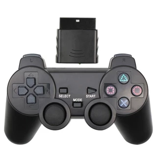 เกมแพดไร้สายสําหรับ Sony PS2/PS1 คอนโทรลเลอร์เกมสําหรับเครื่องเล่น Playstation 2 จอยสติ๊ก USB PC พร้อมฟังก์ชันสั่นกระแทกคู่