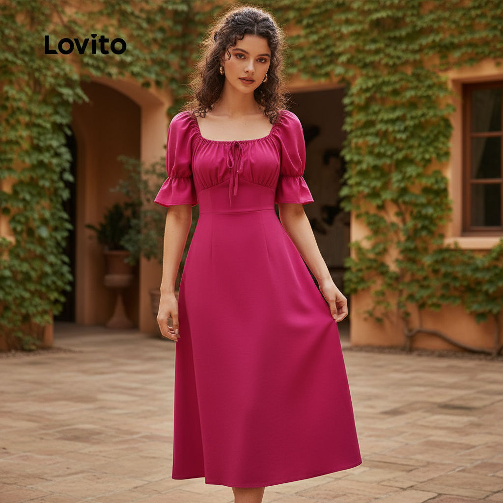 Lovito ชุดเซตลูกไม้ดีไซน์หรูหรา สวมใส่สบายสําหรับฤดูใบไม้ผลิ/ฤดูร้อน สีโรส L137LD031