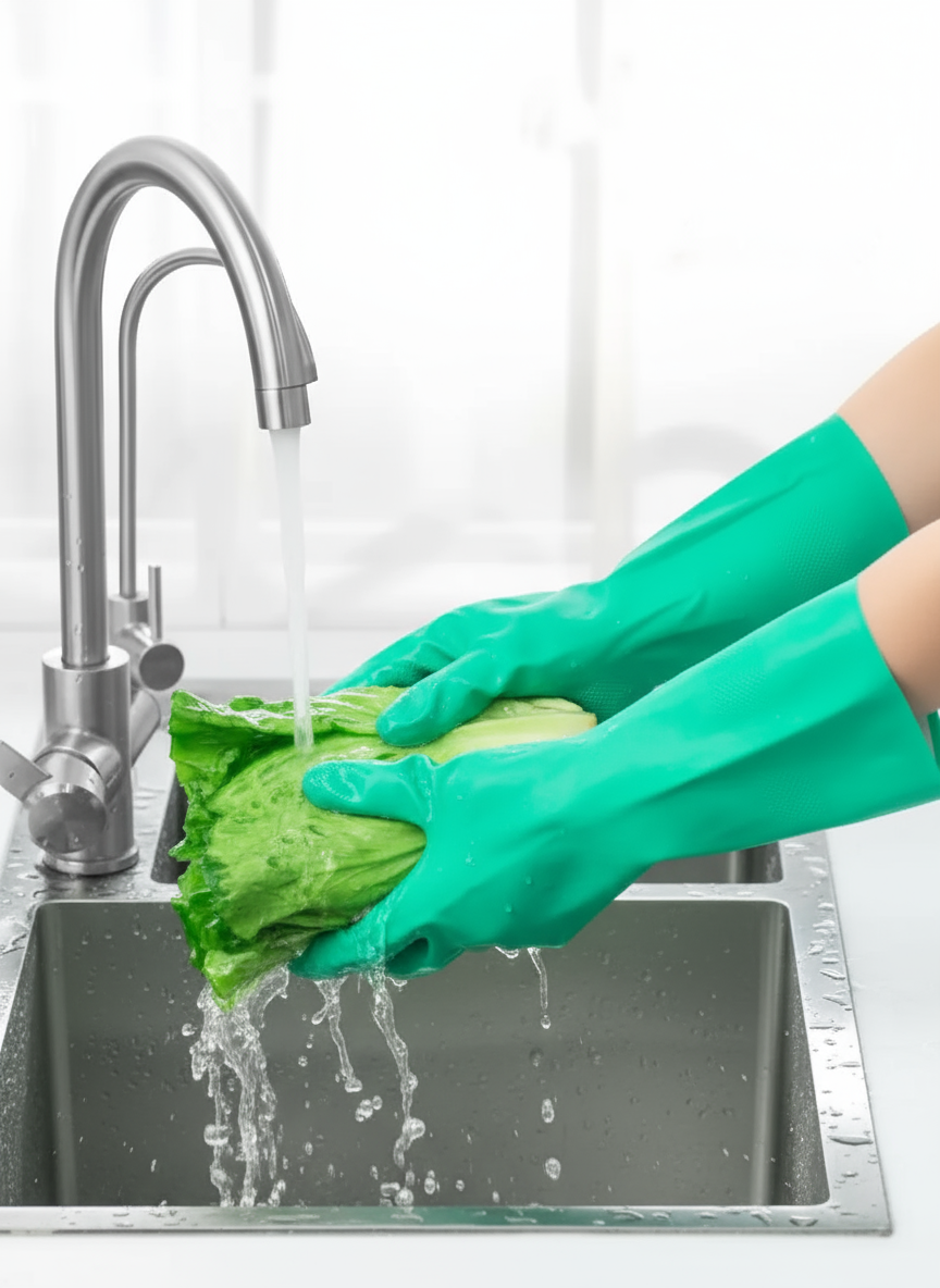 เดลต้า พลัส ไนเตร็กซ์ VE801 - ถุงมือนิรภัยยางไนไตรล์ที่ใช้ซ้ําได้สําหรับการต้านทานสารเคมี ล้างทําควา