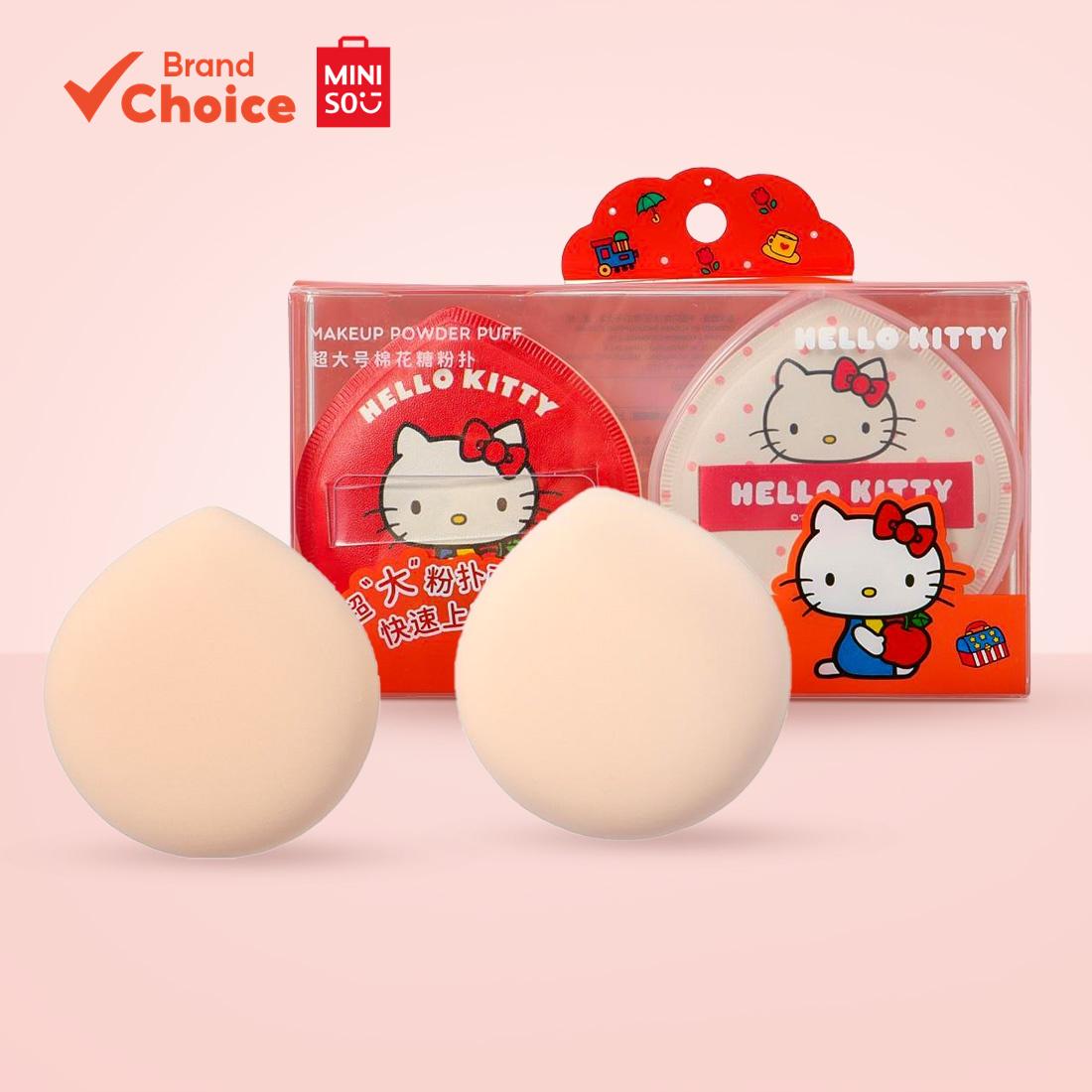 MINISO  สวัสดี คิตตี้ ซีรีส์ - ชุดพัฟคุชชั่นโอเวอร์ไซส์ มาร์ชเมลโลว์ซอฟท์ทัช 2 ชิ้น พร้อมกล่องเก็บ ขนาด 14.5 ซม. × 10.6 ซม.