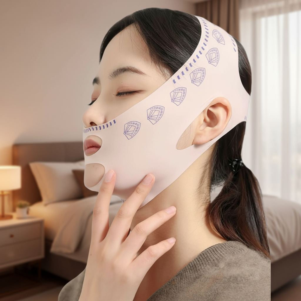 เข็มขัดยกกระชับใบหน้า V-Line สีชมพู ลดคางสองชั้น สําหรับนวดหน้าให้ดูเรียว