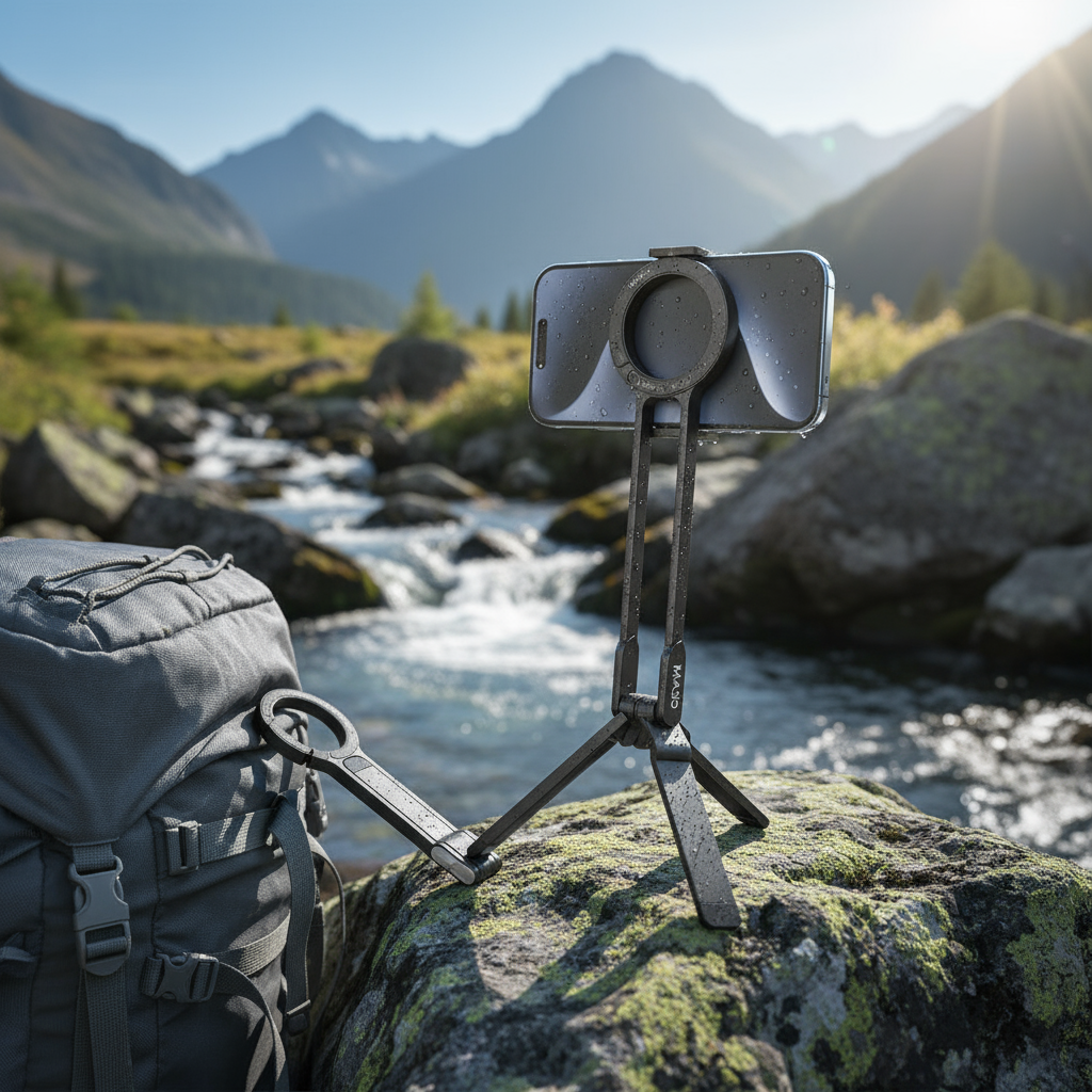 Fonken Ring Carabiner-Mounted ขาตั้งโทรศัพท์แบบพับได้พร้อมแม่เหล็กสองด้านสําหรับ iPhone 16 15 14 ขาตั้งตั้งโต๊ะสําหรับจับมือถือ