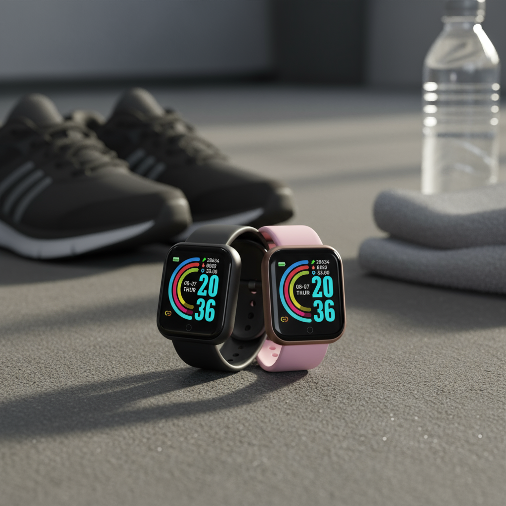 สมาร์ทวอทช์ Y68 มาการองพร้อมเครื่องวัดอัตราการเต้นของหัวใจ