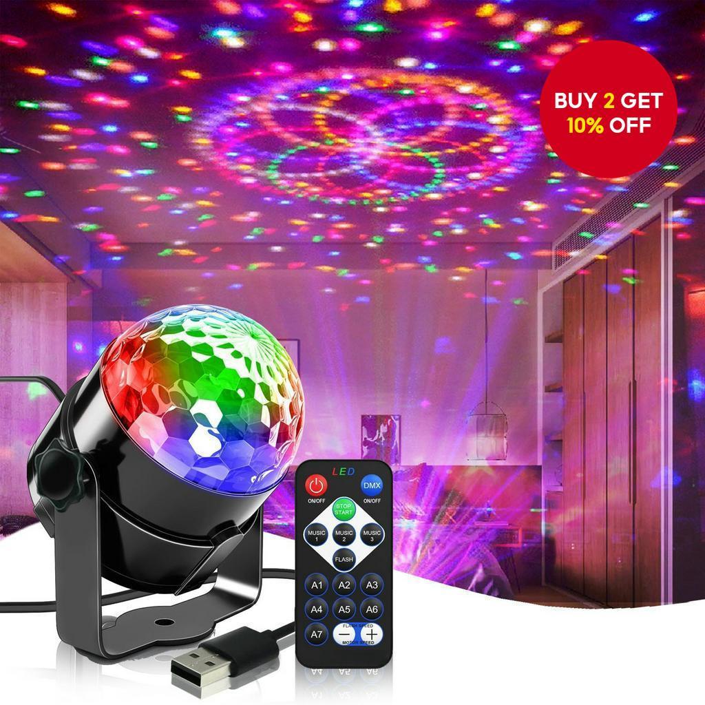 ไฟดิสโก้ดีเจปาร์ตี้ - ไฟสโตรบ RGB ที่เปิดใช้งานด้วยเสียง พร้อมรีโมทไร้สาย สําหรับวันเกิด งานแต่งงาน และอีเวนต์ซุมบ้า