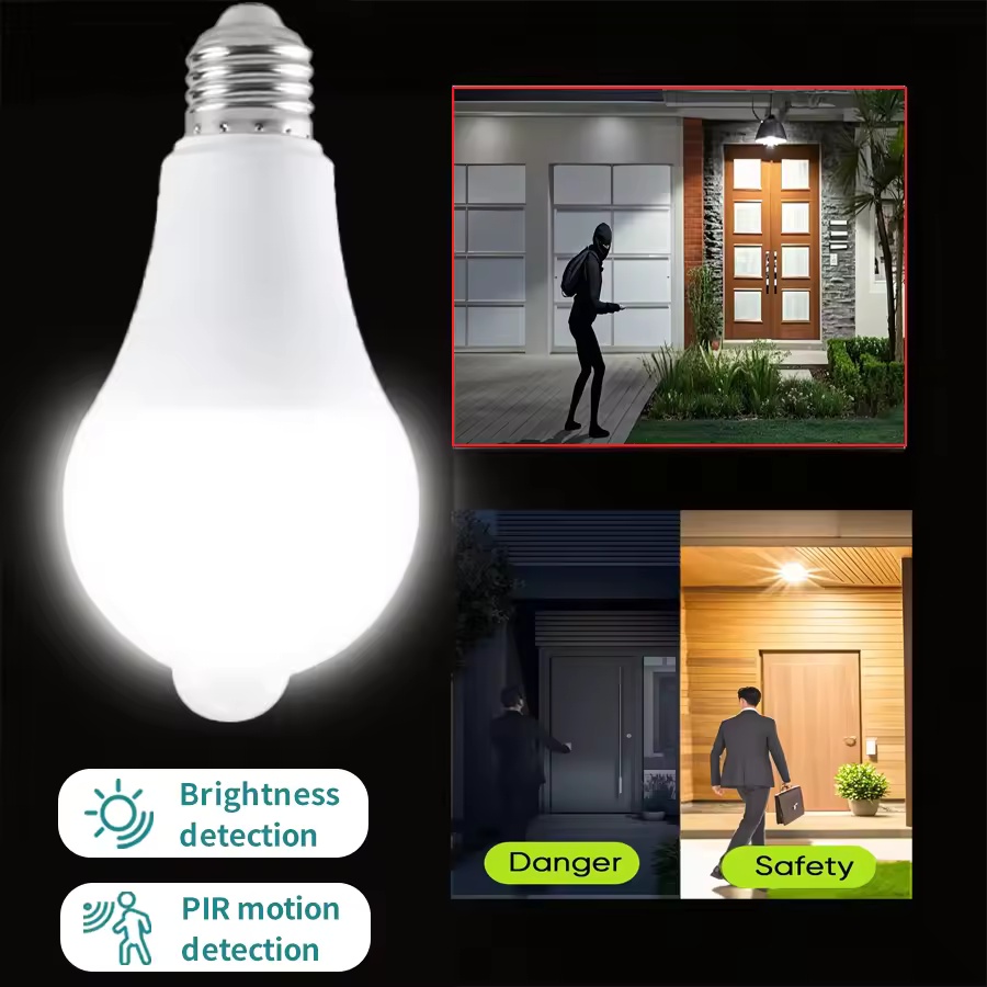 หลอดไฟ LED Motion Sensor - ไฟอัจฉริยะเปิด/ปิดอัตโนมัติ 12W สําหรับแสงรักษาความปลอดภัยภายในบ้าน