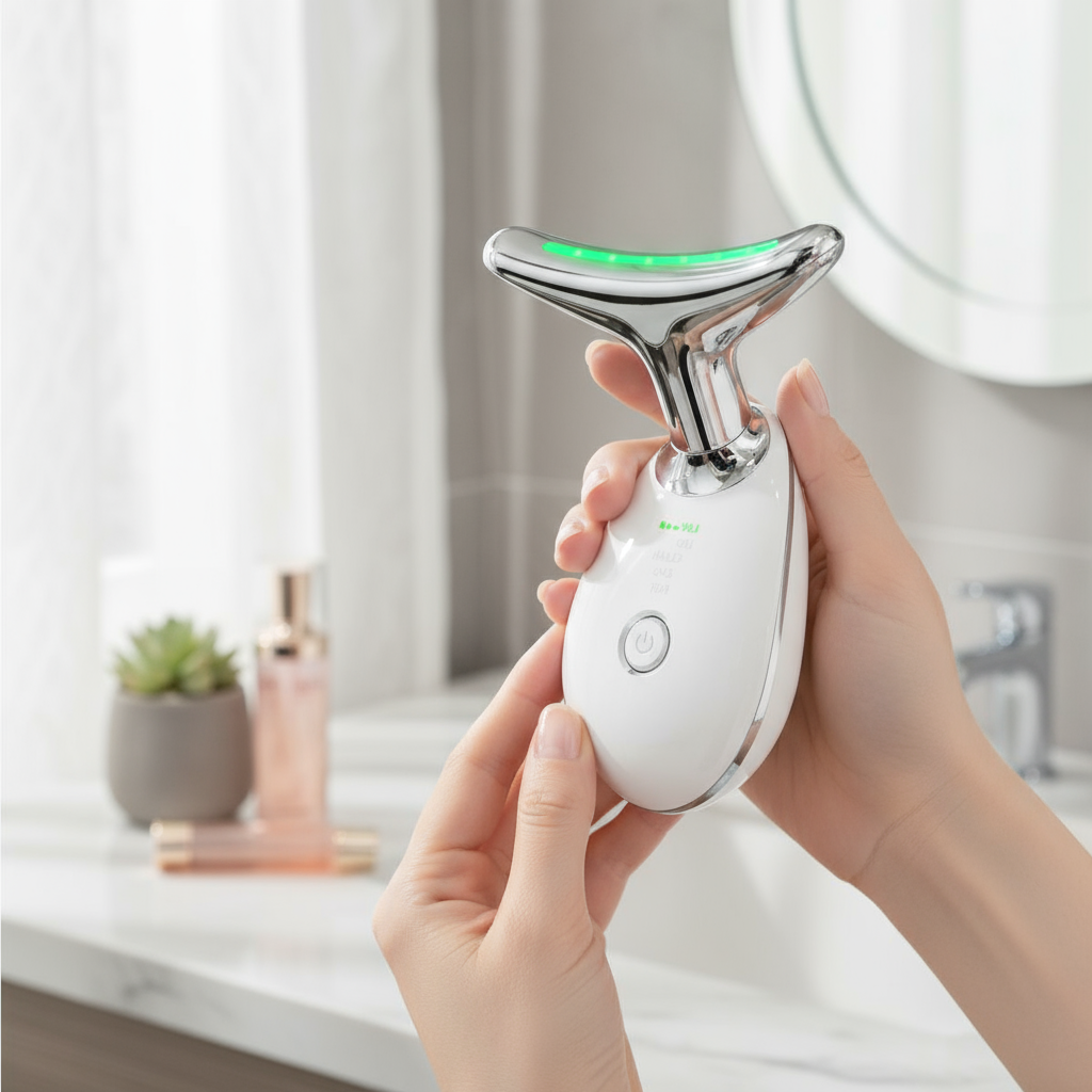 เครื่องนวดหน้าแบบพกพาพร้อมไฟ LED สีแดง น้ําเงิน เขียว - ลดริ้วรอยและกระตุ้นคอลลาเจน