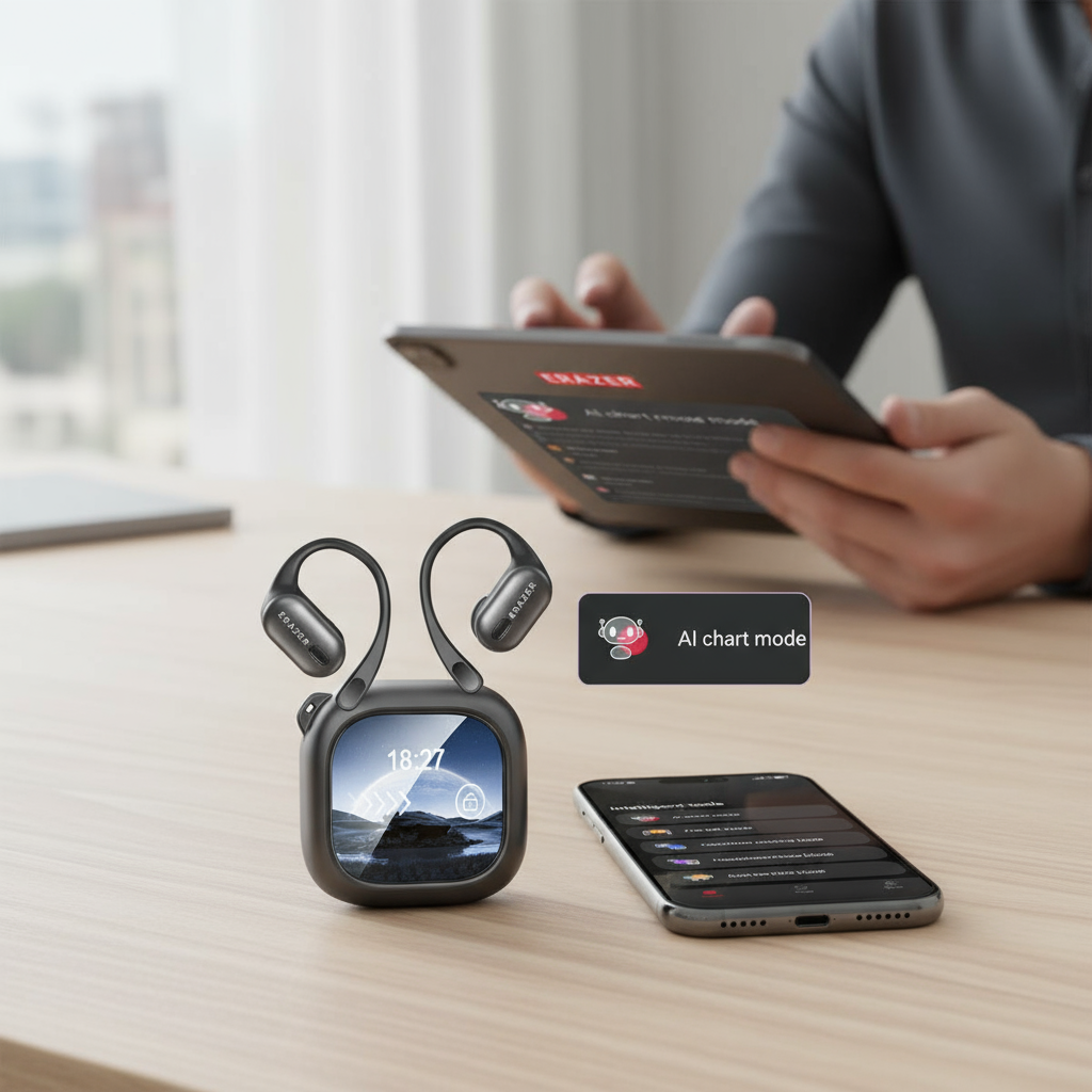 ERAZER XF38 หูฟังเอียร์บัดแปลภาษา AI ควบคุมด้วยระบบสัมผัส รองรับ 135 ภาษา หูฟังบลูทูธแบบเปิดหู กันน้