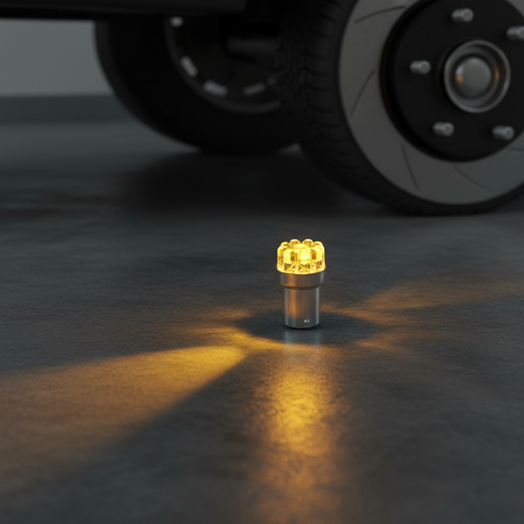 หลอดไฟเบรกไฟเลี้ยวรถยนต์ BA15S 1156 9 หลอด LED สีเหลืองอําพัน 4 ชิ้น