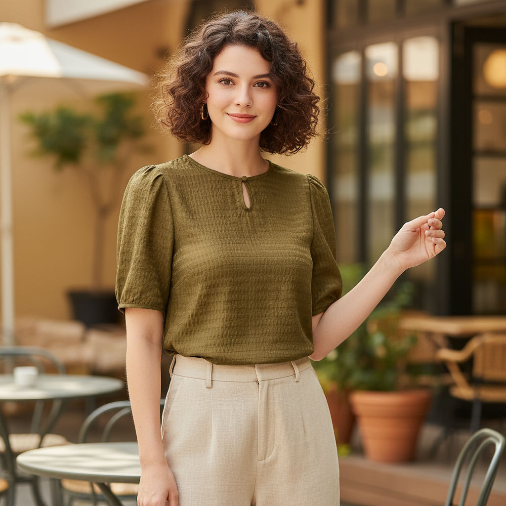 Lovito เสื้อผู้หญิงทรงกลวงสีน้ําตาล สําหรับใส่ออกงานปาร์ตี้คริสต์มาส L150AD1003