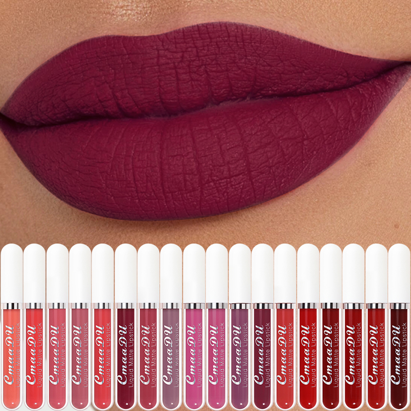 Matte Makeup Lipstick ลิปกลอส, Velvet Long Lasting Waterproof Non-transfer, Nude, Deep, Red Mauve