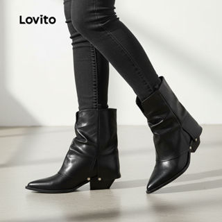 Lovito รองเท้าบูทผู้หญิงสไตล์หรูหรา พื้นผิวโดดเด่น LFA103155