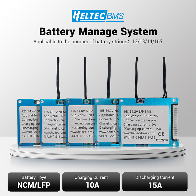 BMS 12-16S 36V 10-15A Overcharge Protection Board สําหรับ 3.7V 18650 NCM LFP แบตเตอรี่