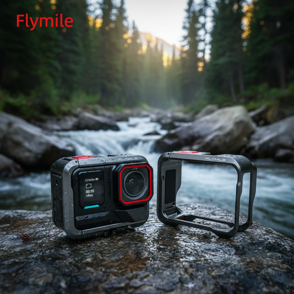 กรงป้องกันโลหะ Flymile สําหรับ Insta360 Ace Pro/Pro 2 กรงเฟรมพร้อมที่ยึดขยายฟังก์ชันเย็น