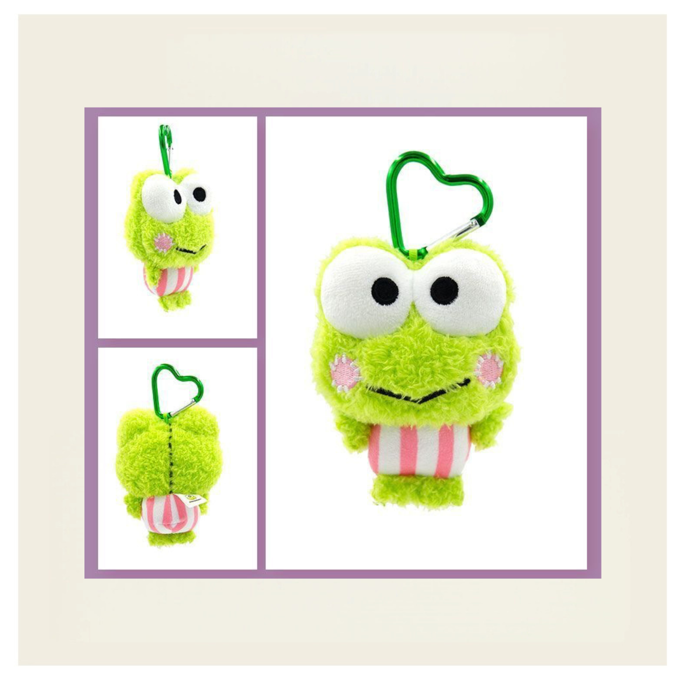 Sanrio Keroppi พวงกุญแจตุ๊กตา,Basic 8 ซม./3.15in Yarn Edition 11 ซม./4.63in จี้กบน่ารัก,กระเป๋าการ์ตูน Charm สําหรับกระเป๋าเป้สะพายหลัง, Kawaii กระเป๋าพวงกุญแจของขวัญสําหรับแฟนและนักสะสม - รูปที่ 5