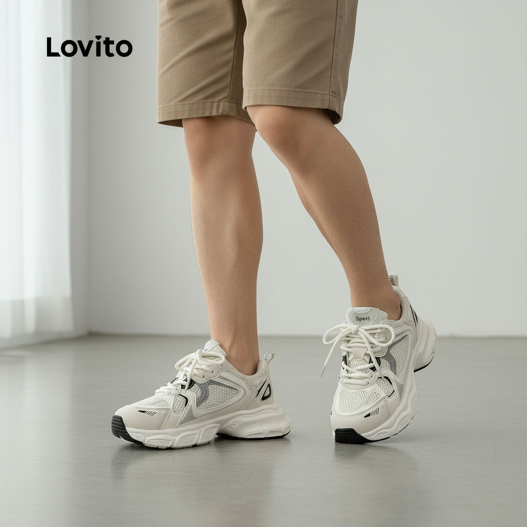 Lovito รองเท้าลําลองผู้หญิง เสริมความสูง ระบายอากาศดี สีพื้น สไตล์ผ่อนคลาย LFA40382