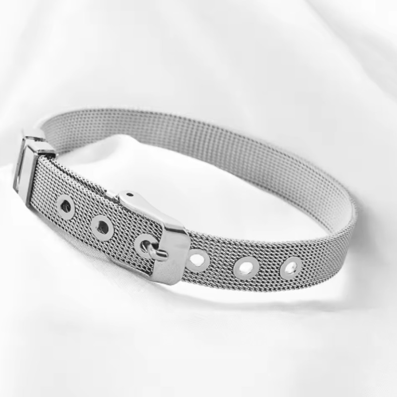 Unisex คุณภาพสูงสแตนเลสเงินตาข่าย DIY สร้อยข้อมืออินเทรนด์ Chic อเนกประสงค์สําหรับสวมใส่ทุกวัน