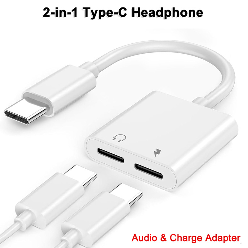 อะแดปเตอร์เสียง USB-C เป็นแจ็ค 3.5 มม. แบบ 2-in-1 มืออาชีพ พร้อมหัวแยกชาร์จเร็ว USB-C คู่