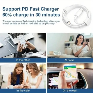 PD 20W ชุดพอร์ต Type-C หัวชาร์จเร็วเข้ากันได้สําหรับ iPhone 17/16/15/14/13/12 สําหรับปลั๊กสายเคเบิลข้อมูล iPad