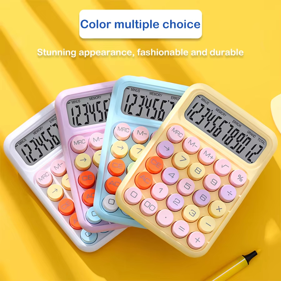 MECHANICAL PUSHBUTTON CALCULATOR TWELVE DIGIT ขนาดใหญ่ LCD จอแสดงผลปุ่มขนาดใหญ่ EASY TO PRESS COLORF