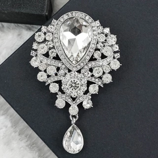 แฟชั่นยุโรปสไตล์ Teardrop เข็มกลัด Rhinestone คริสตัลผู้หญิง Lapel Pin