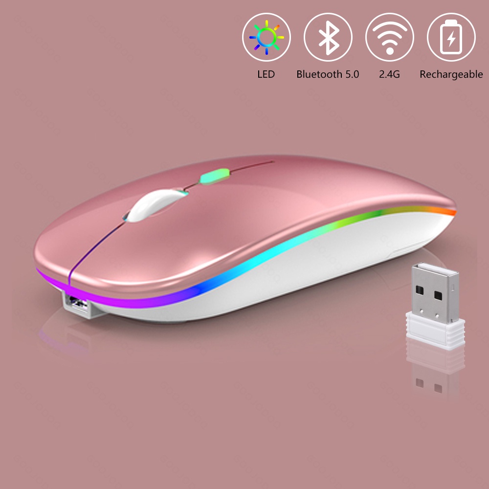 GOOJODOQ เมาส์ไร้สาย บลูทูธ/2.4G ปรับ DPI ได้ ชาร์จไฟได้ สำหรับคอมพิวเตอร์ แท็บเล็ต มือถือ รูปที่ 4