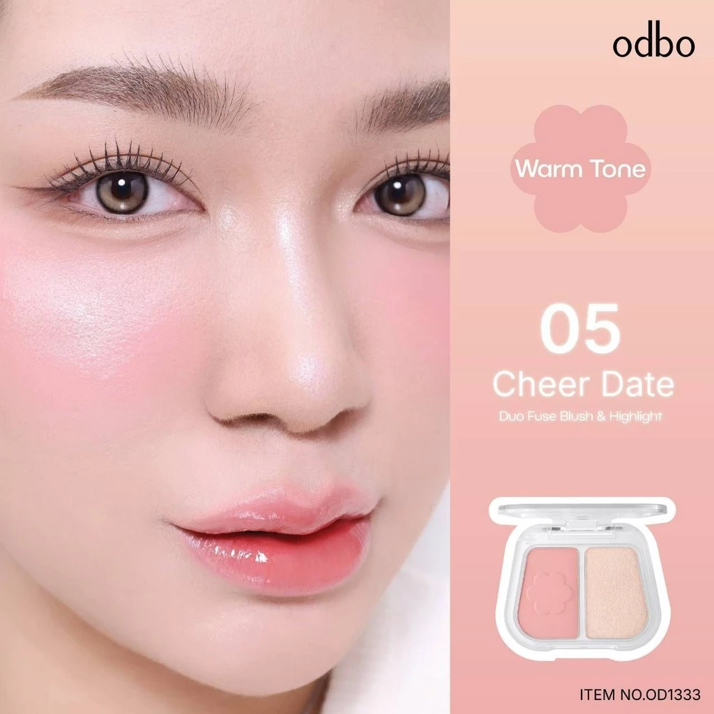 Odbo Duo Fuse Blush & Highlight สี 05 CHEER DATE thumbnail 3
