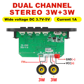 [Shopee Choice] 2*3W 6W เครื่องขยายเสียง 5V MP3 บอร์ดบลูทูธ 5.0 เสียงสเตอริโอ DIY รถ MP3 เครื่องเล่นวิทยุ FM TF USB 3.5 มม.แจ็คไมโครโฟนบันทึก Call