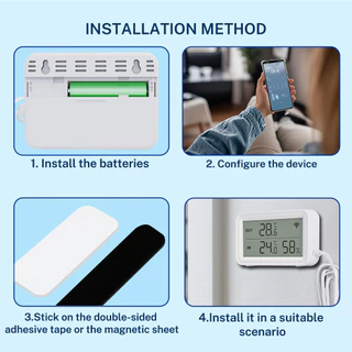 สําหรับ Tuya Wifi อุณหภูมิและความชื้นเซนเซอร์ดิจิตอล LCD ทํางานสะดวก WithTuya Smart Life Google Assistant, พร้อมโพรบภายนอก