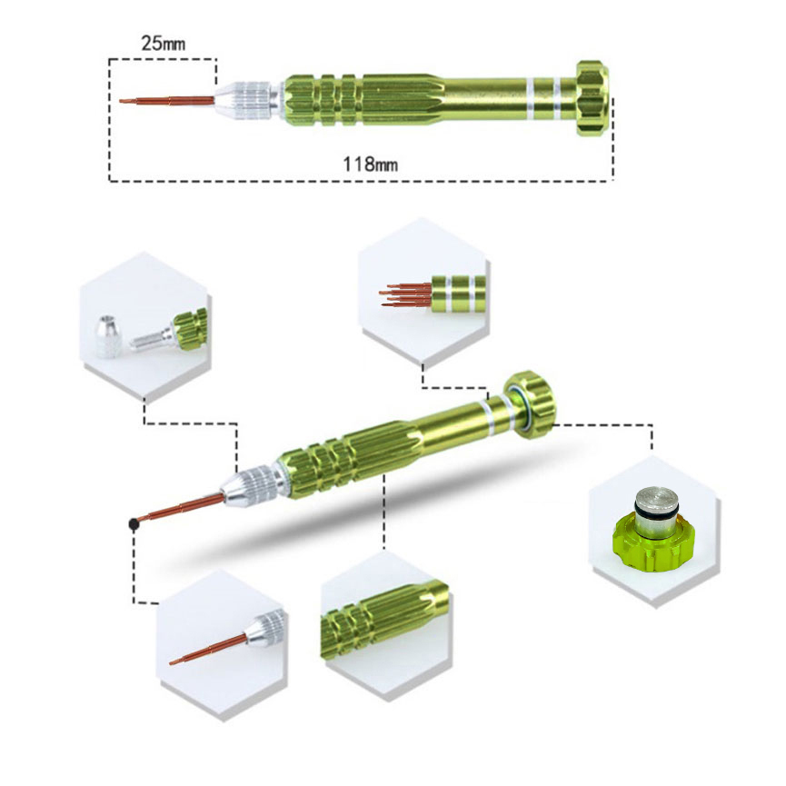 ชุดเครื่องมือไขควงแม่เหล็ก 5 ใน 1 ชุดซ่อมโลหะผสมสําหรับโทรศัพท์มือถือและอุปกรณ์อิเล็กทรอนิกส์ - รูปที่ 7