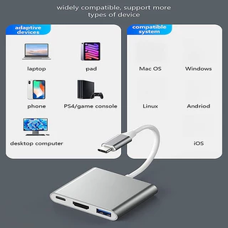 อะแดปเตอร์ HDMI HDTV ที่รองรับฮับวิดีโอทีวีสําหรับโปรเจคเตอร์ Type-C แปลงพอร์ต USB C เป็น 4K