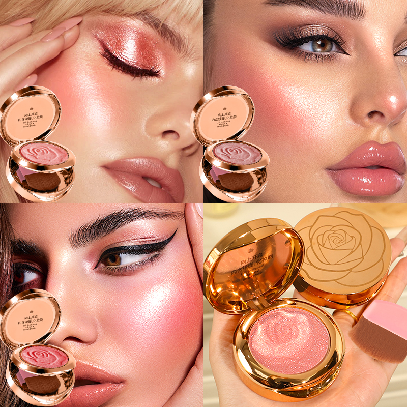LIANGNISHI Double Layer นูน Rose Blush Long-Lasting Winter Festival Glow Soft Powder กันน้ํา Buildable Face & Eye แต่งหน้า