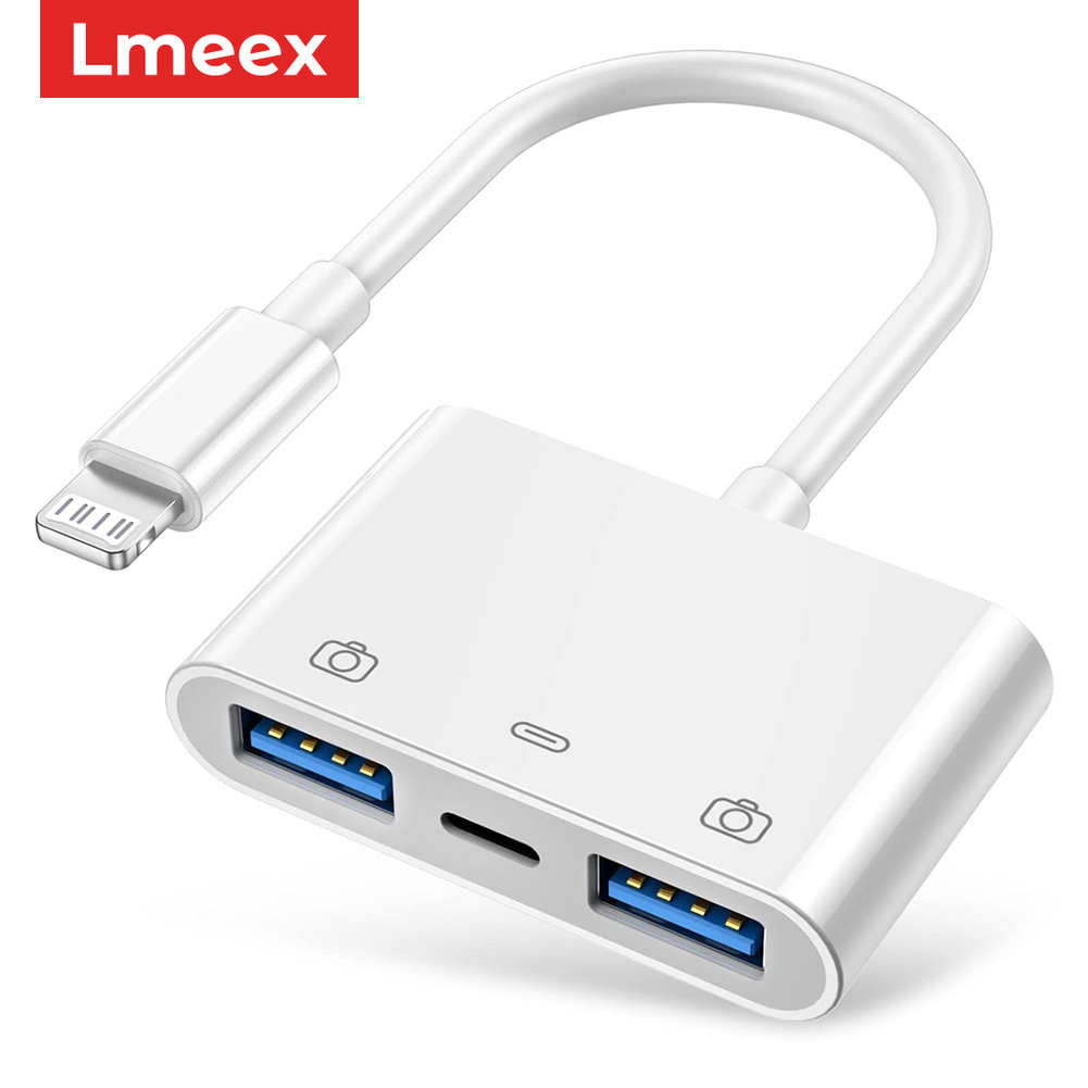 อะแดปเตอร์ข้อมูล USB 3.0 OTG แบบ 3-in-1 สําหรับ iPhone 14 13 Mini 12 Pro Max และ iPad เชื่อมต่อคีย์บ