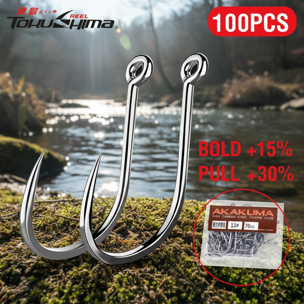 ตะขอเหล็กกล้าคาร์บอนสูง AKAKUMA อุปกรณ์ตกปลาหัวสแตนเลสทนทาน