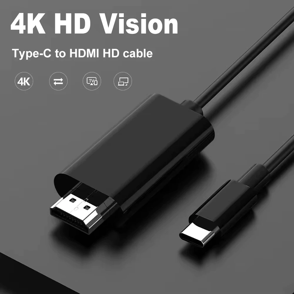 สาย Type C เป็น HDMI 60Hz สายเคเบิลอะแดปเตอร์ความเร็วสูงพิเศษ USB C เป็น HDMI สําหรับสมาร์ทโฟนแท็บเล็ต Pro thumbnail 7