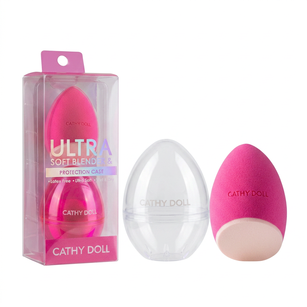 Cathy Doll Ultra Soft Blender & Case ฟองน้ำเกลี่ยรองพื้น พร้อมเคสเก็บฟองน้ำ เนียนนุ่ม ไม่กินเนื้อเมคอัพ