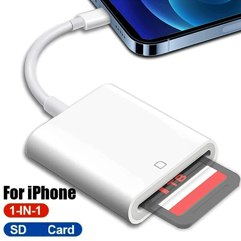 เครื่องอ่านการ์ด SD อะแดปเตอร์เมมโมรี่การ์ดสําหรับ iPhone 14 13 12 11 Pro Max สายแปลงข้อมูล OTG