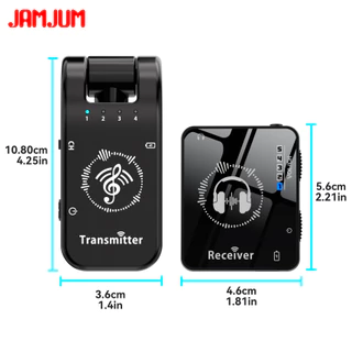 ระบบมอนิเตอร์อินเอียร์ไร้สาย 2.4GHz ความละเอียดสูง 282° เครื่องส่งสัญญาณแบบพกพาแบบหมุนได้และตัวรับสัญญาณ Clip-On แบบชาร์จไฟได้ (1 คู่)
