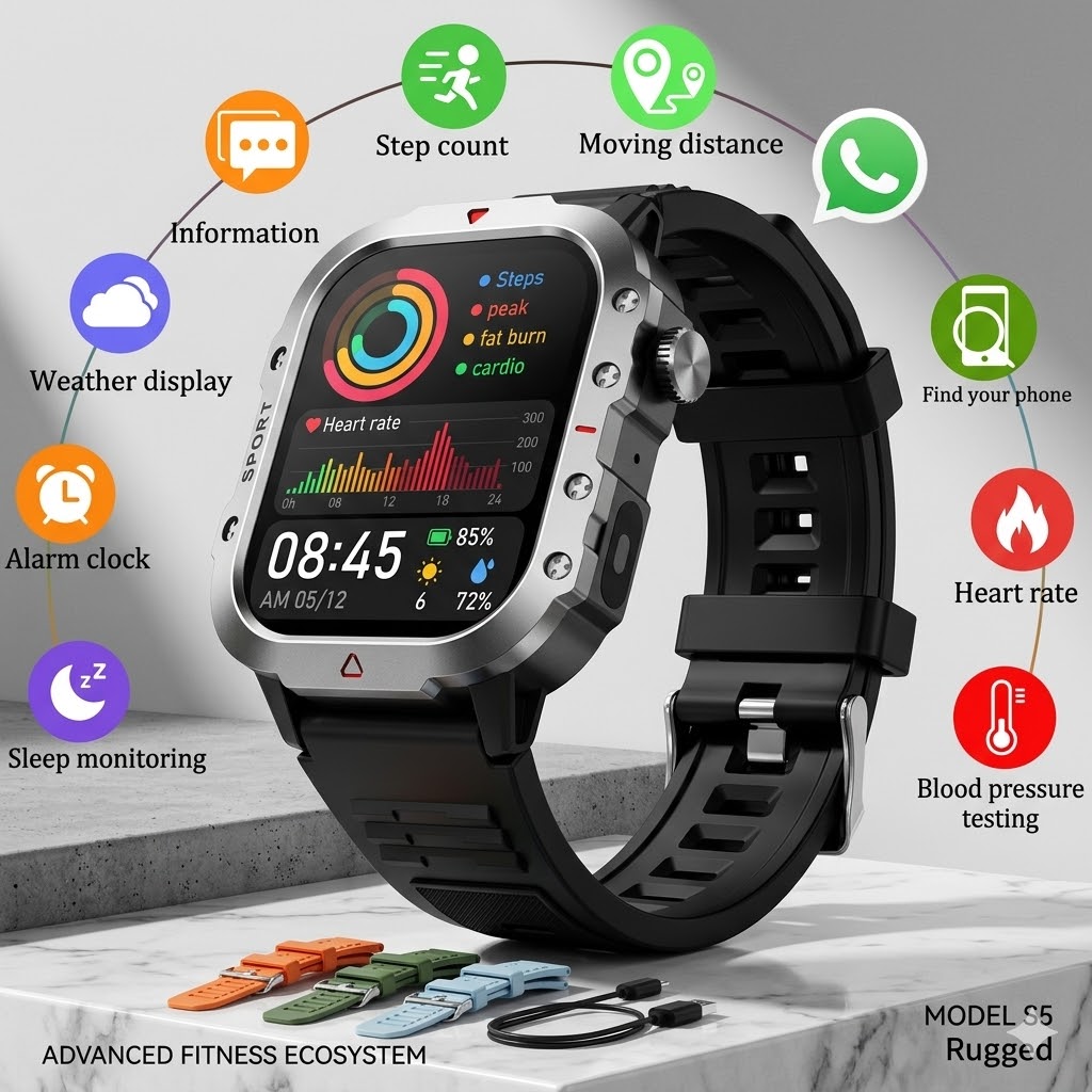 สําหรับ H11 สมาร์ทวอทช์ ฤดูใบไม้ผลิ 2026 หน้าจอ 2.01 นิ้ว กันน้ําลึก 3ATM รองรับเสียง AI เหมาะสําหรั