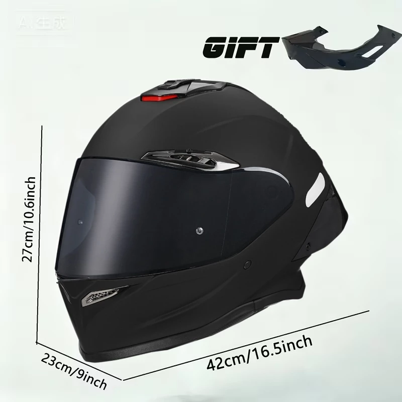 หมวกกันน็อคแบบเต็มหน้าสีดําด้าน DOT Certified Aerodynamic Double Tail Wing thumbnail 6
