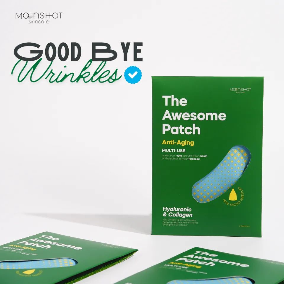 [1 แพ็ค 2 ชิ้น] Moonshot Labs The Awesome Patch มาร์กไมโครนีดเดิล 1,800 เข็ม สำหรับลดริ้วรอยและถุงใต