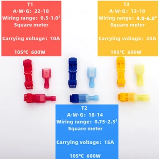 One Set 60-120 ชิ้น T-Type Crimp Terminals, Quick Peel-Free Insulated Plug-In Connector Clip