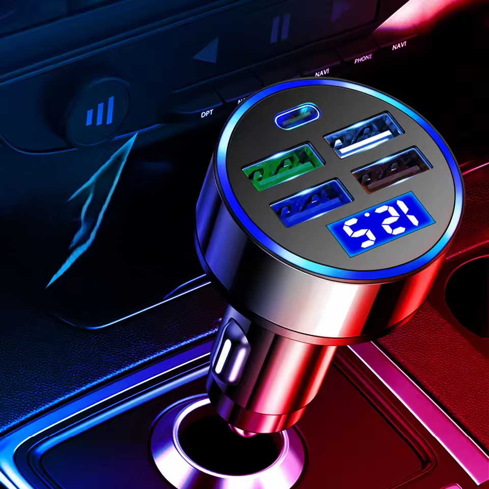 250w 5 พอร์ต Car Charger Fast Charging PD QC3.0 USB C รถชาร์จโทรศัพท์ Type C อะแดปเตอร์ในรถยนต์สําหรับ iPhone Samsung Huawei Xiaomi