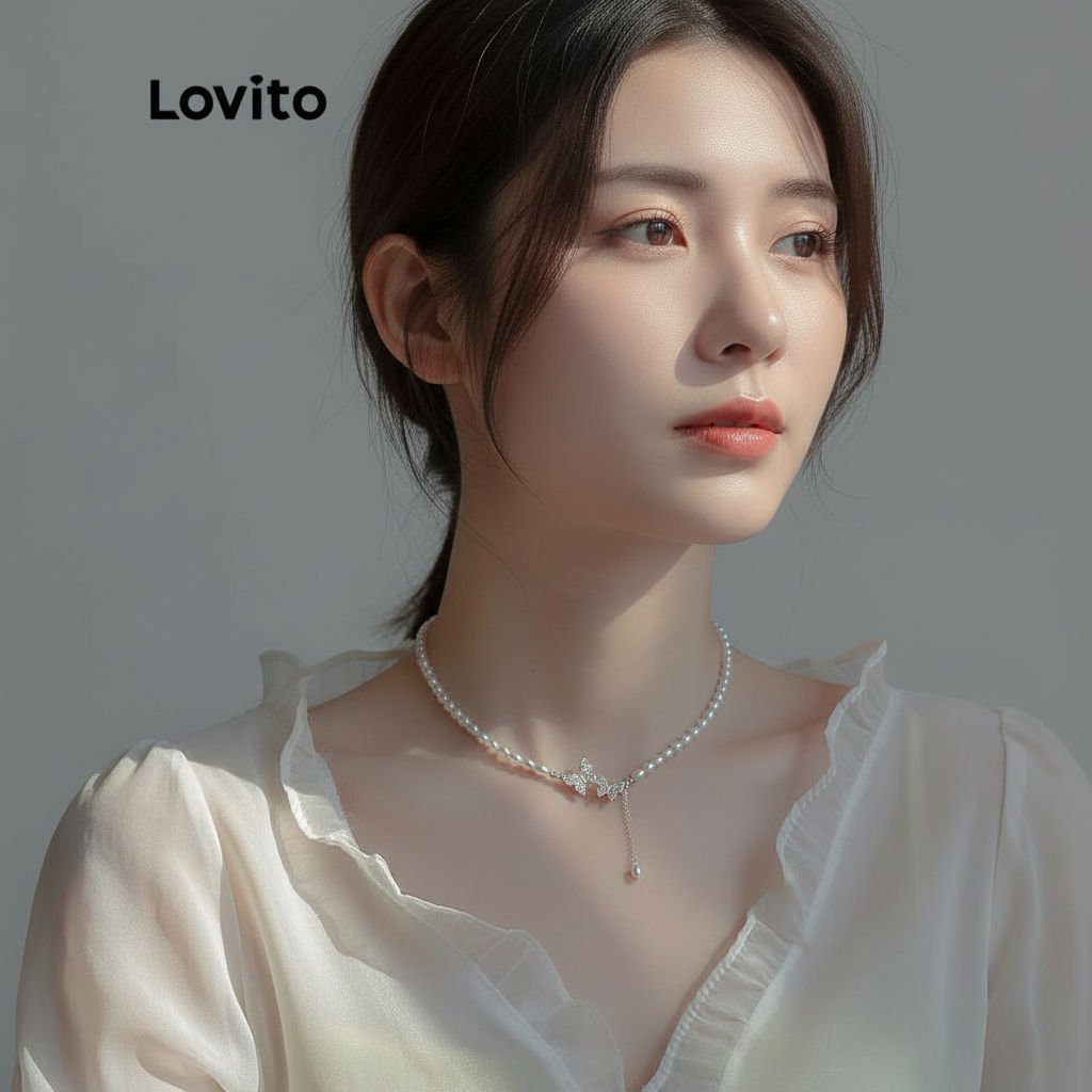 Lovito สร้อยคอไข่มุก ผู้หญิง รุ่น LNA14115 (สีขาว)