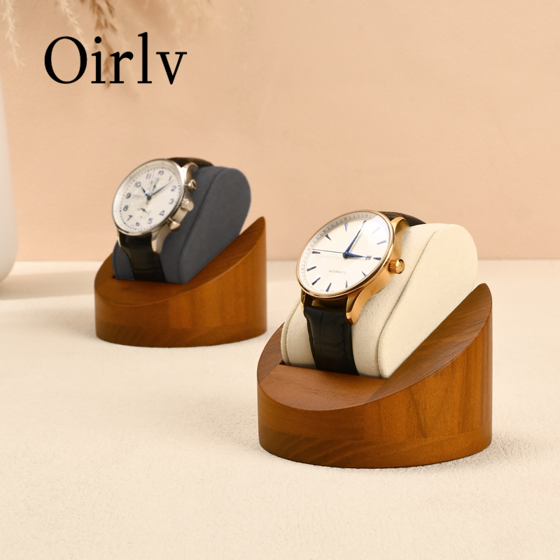 Oirlv ขาตั้งนาฬิกาไม้เนื้อแข็งแสดงเครื่องประดับพร้อมกล่องเก็บหมอน Sm141
