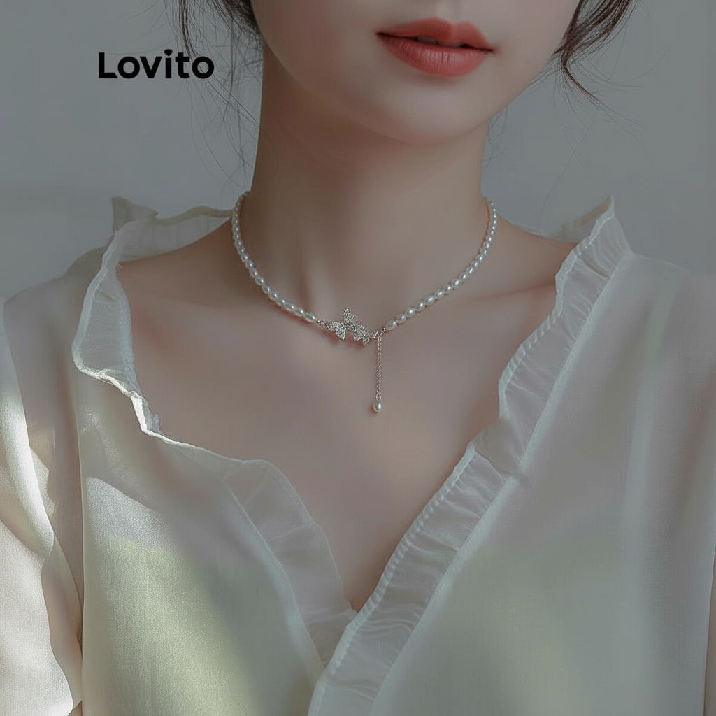 Lovito สร้อยคอไข่มุก ผู้หญิง รุ่น LNA14115 (สีขาว)