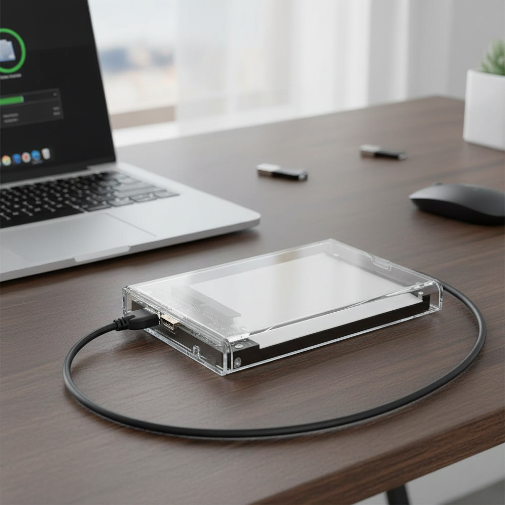 กล่องใส่โปร่งใส Type C สําหรับฮาร์ดดิสก์ SSD ขนาด 2.5 3.5 SATA USB 3.0