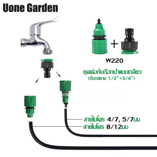 Uone Garden หัวต่อก๊อกน้ำ หัวต่อสายไมโคร 4/7, 5/7 และ 8/12 มม. ข้อต่อสวมเร็ว รุ่น W219